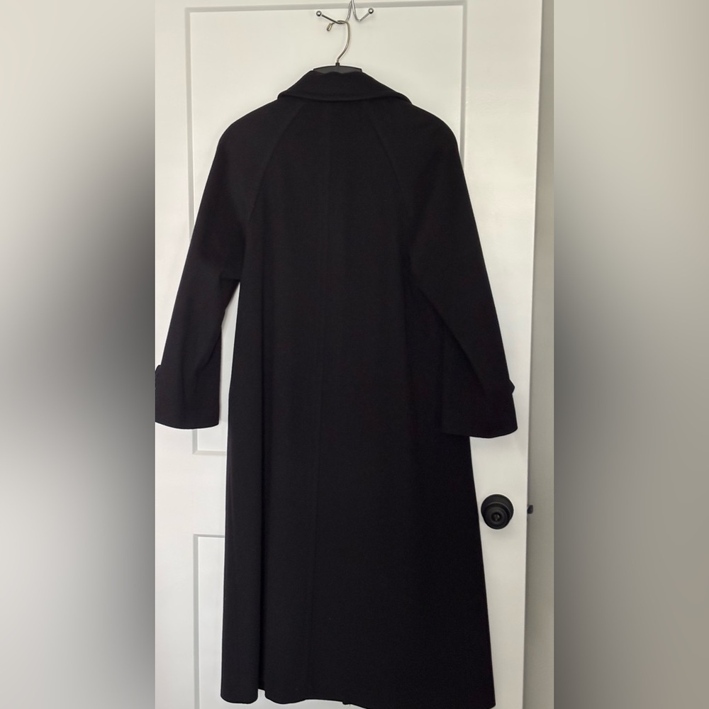 WOMENS FORESTER OF BOSTON INK BLUE 100% WOOL BALMACAAN LONG BUTTON COAT SZ 6 - Picture 8 of 13